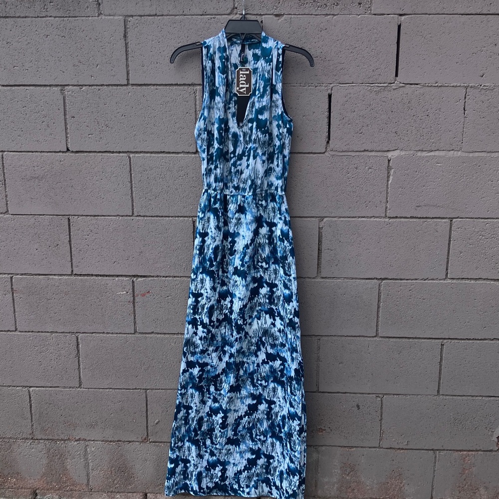 Lush Blue Abstract Maxi Dress
